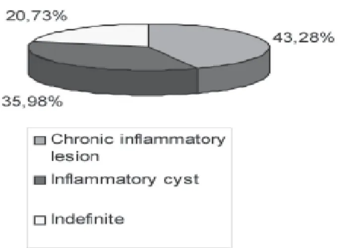 FIGURE 1- Percentage of chronic inflammatory lesions evaluated by clinical radiographic examination (164 cases)