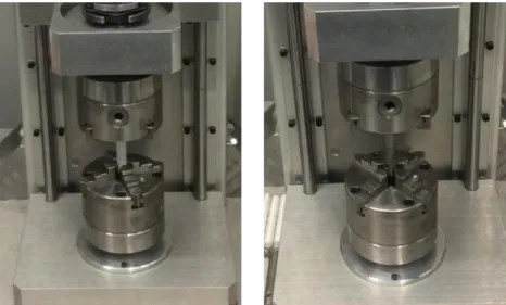 Figura 4.5 - Na imagem da esquerda está representado o provete de PVC e na imagem da direita o provete com o  adesivo 3M™ AF 163-2K