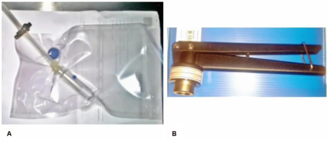 Figura 2.11 - A: Sistema de recolha de gás; B: Alicate da scientific TM TraceTM C4020-100 (Figuras  cedidas por Imanuel Gonçalves) [25]