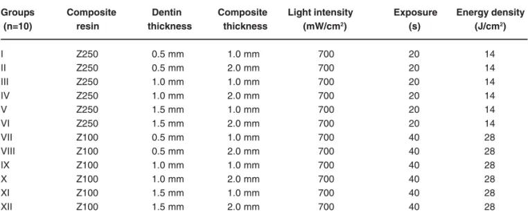 TABLE 1 - Characteristics of the experimental groups