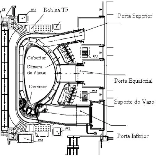 Figura 2.8 - Corte vertical no toro mostrando o posicionamento dos principais sistemas  em relação ao VV