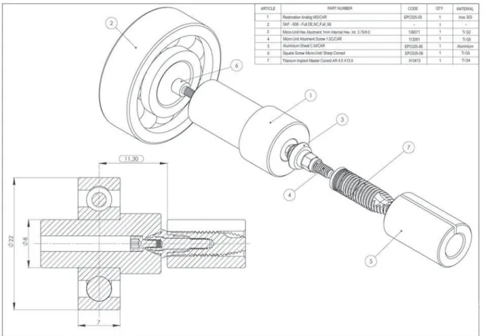 Figure 1- Schematic drawing of the sample (internal hexagon interface- group C)tension-compression stresses which, depending on 