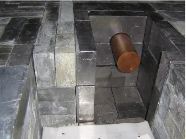 Figure 2: The open SOLO chamber. The 0.6 kg high-purity germanium detector is housed in a 1.5 mm thick copper shield