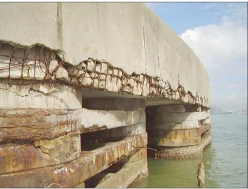 Figura 2.15: Estruturas de concreto localizadas na linha da maré   severamente deterioradas 