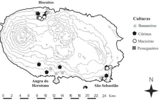 Fig. 1. Localização dos pomares  estudados. 