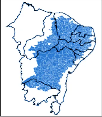 Figura  1  -  Mapa  da  Região Nordeste  e  do  Norte  do  Estado  de  Minas 