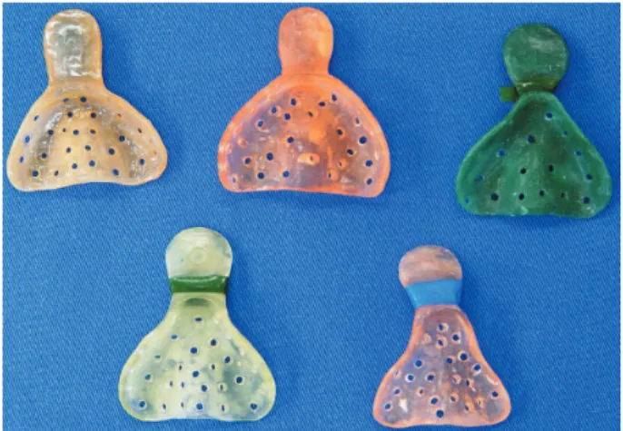 Figure 1- Customized trays constructed in acrylic resin  for impressions of children at irst ages