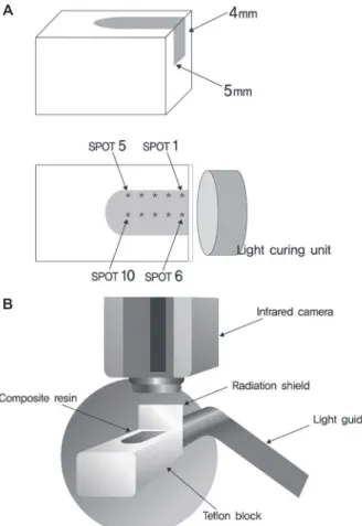 Figure 1- (A) Schematic diagram of the temperature  measurement spots from spot 1 to 10