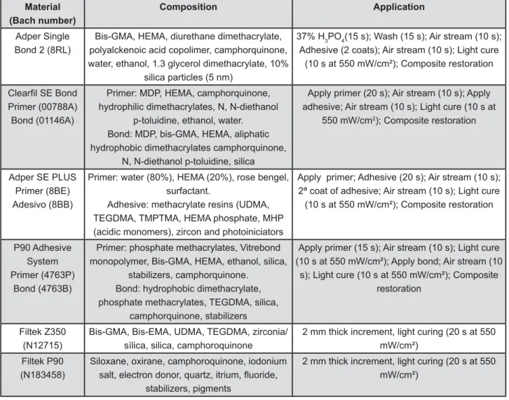 Figure 1- Resin materials; composition and application mode