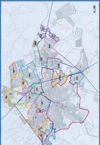 Figure 1- Localization of the 19 sectors of water supply,  Bauru 26 , 2006