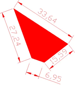 FIGURA 9 - Projeção geométrica de um   quadrilátero convexo no AutoCad 