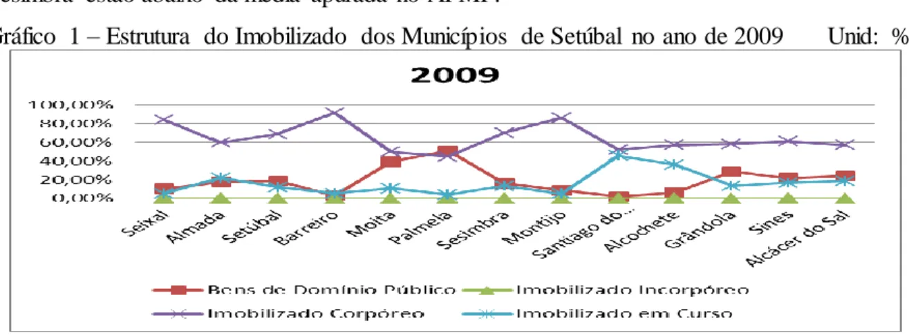 Gráfico  1 – Estrutura  do Imobilizado  dos Municípios  de Setúbal  no ano de 2009       Unid:  % 