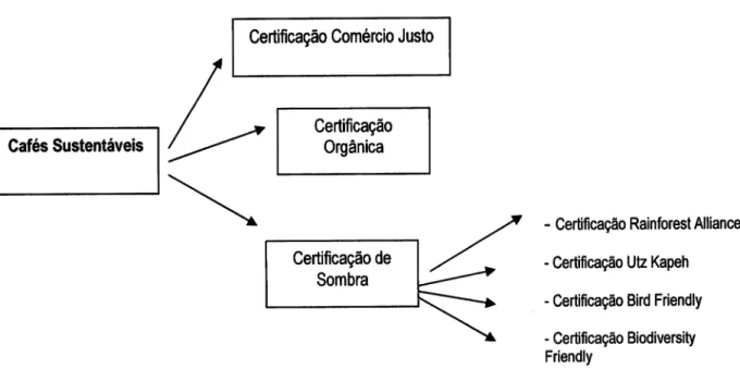 Figura  3  - Tipos  de certiflrcação  dos  cafés  sustentáveis.