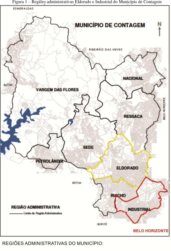 Figura 1  – Regiões administrativas Eldorado e Industrial do Município de Contagem 