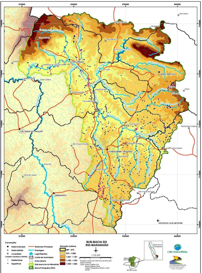 Figura 4  – Mapa da Sub-bacia Hidrográfica do Rio Maranhão  Fonte: CIBAPAR, 2009. 
