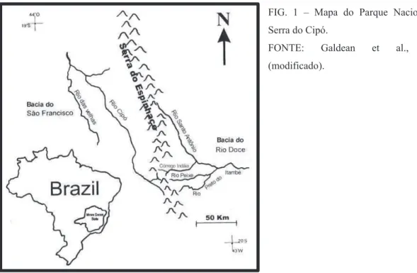 FIG.  1  –  Mapa  do  Parque  Nacional  da  Serra do Cipó. 