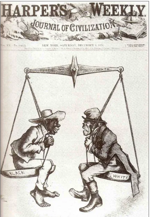 Fig. 4. The Ignorant Vote: Honors Are Easy, illustration by Thomas Nast, from Harper’s Weekly 9  December 1876; rpt