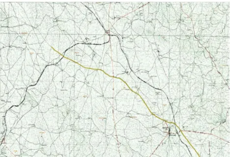 Fig. 8. Traçado provável da Canada do Alicerce nas CMP. 1: 25000 