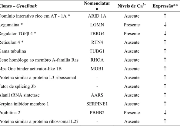 Tabela 4. Clones selecionados pelo RaSH. 