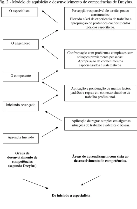 Fig. 2 - Modelo de aquisição e desenvolvimento de competências de Dreyfus.  