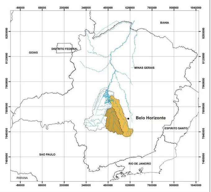 Figura 5.1 - Localização geral das bacias dos rios Pará e Paraopeba no estado de Minas 