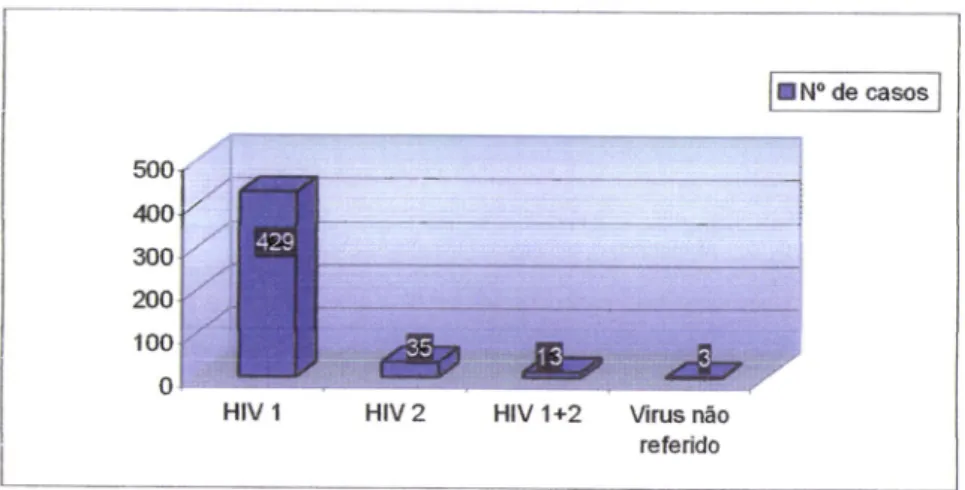 Gráfico  no  5  -  Prevalência  do  tipo  de vírus  nos  idosos  em  Lisboa  -  Portugal