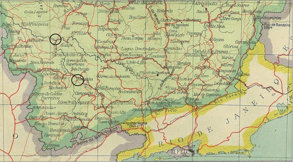 Figura 9 - Fragmento do Mapa de Minas Gerais, de 1953.