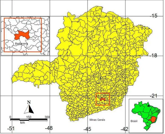 Figura 1. Localização do município de Barbacena em Minas Gerais.