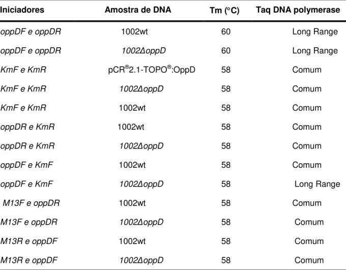 TABELA  5.  Combinação  dos  iniciadores  usados  nas  reações  de  PCRs  para  a  confirmação  do 