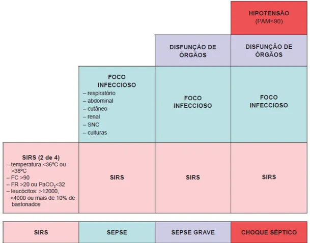 Figura 1: Definições de SIRS, sepse, sepse grave e choque séptico. 