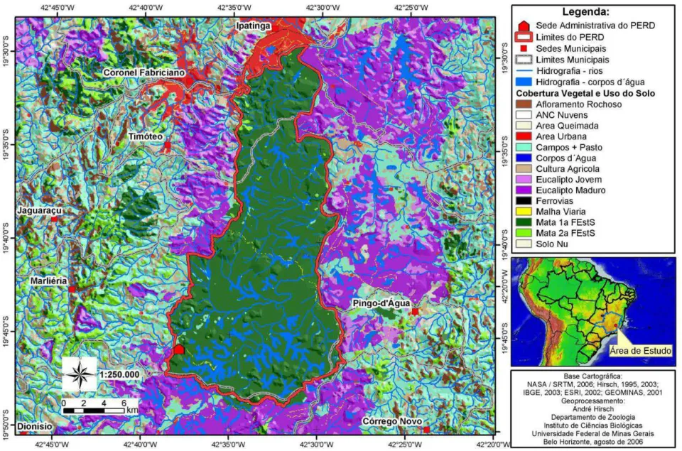 FIGURA 7  – Mapa de cobertura vegetal e usos do solo do PERD produzido por Hirsch (2003)