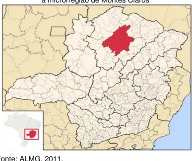 FIGURA 2 - Mapa de Minas Gerais com destaque para                     a microrregião de Montes Claros 