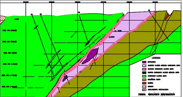Figura 1.1: Seção transversal esquemática do depósito em estudo 