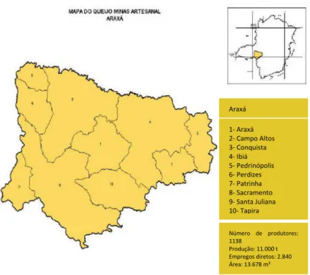 Figura 2. Mapa da região produtora de queijo Minas artesanal de Araxá. 