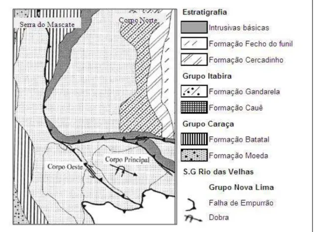 Figura 3.4 - Mapa geológico Mina Casa de Pedra. Fonte: Relatório Interno CSN, 2009. 