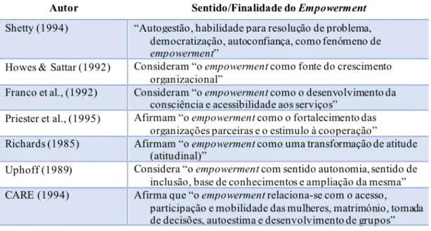 Tabela 6: O Sentido ou a Finalidade do Empowerment 