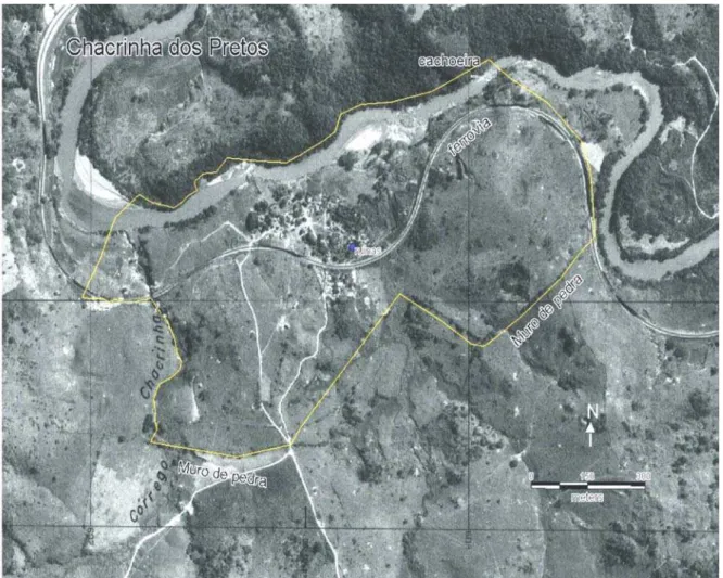 FIGURA 9 – Mapa da Chacrinha dos Pretos.  Autoria: Luiza Caldeira de Barros, em 05/05/2005