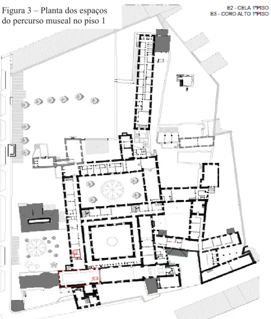 Figura 3 – Planta dos espaços  do percurso museal no piso 1 