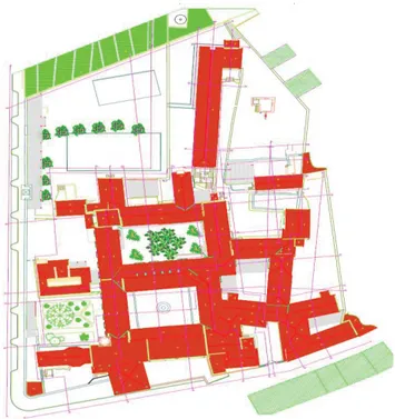 Figura 1 - Levantamento topográfico do Mosteiro de N. Sr.ª da Esperança  Fonte: Câmara Municipal de Ponta Delgada, 2015