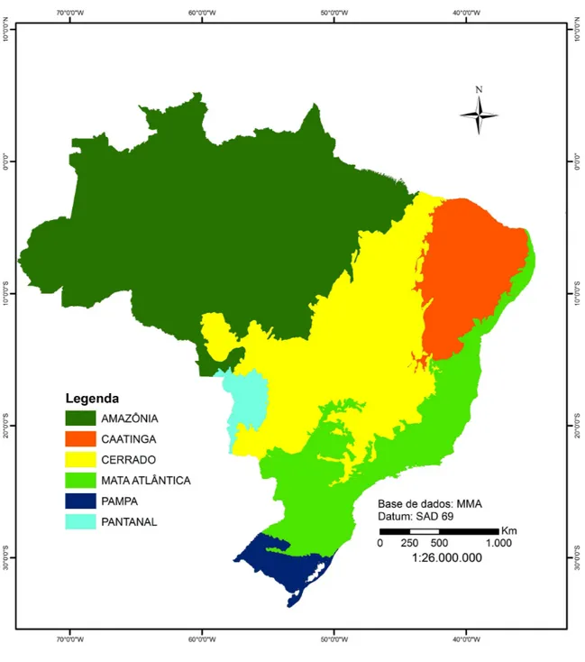 Figura 1.1: Biomas do Brasil. Fonte: Adaptado do MMA (2010). 