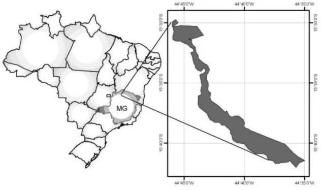 Figure 1. Location of  Pandeiros Wildlife Sanctuary in Minas Gerais (MG) – Brazil. 