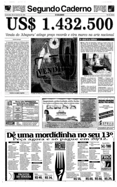 Figura 4 Capa do Segundo Caderno do Jornal O Globo. Edição de 200/11/1995. Rio de Janeiro