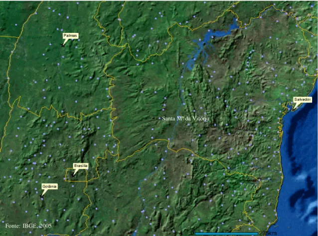 FIGURA 1. Foto tirada por satélite da localização de Santa Maria da Vitória. 