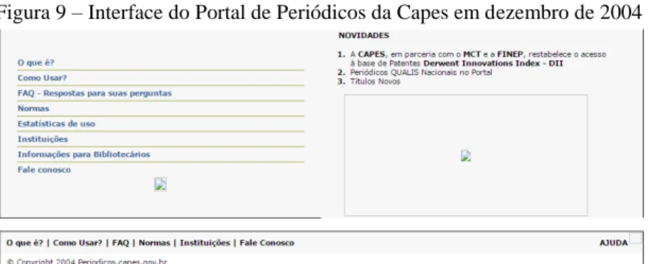 Figura 9  – Interface do Portal de Periódicos da Capes em dezembro de 2004 