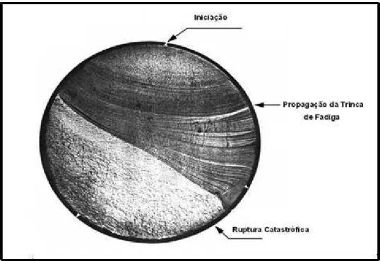 FIGURA 2.2 – Representação da superfície de fratura de um material submetido à fadiga