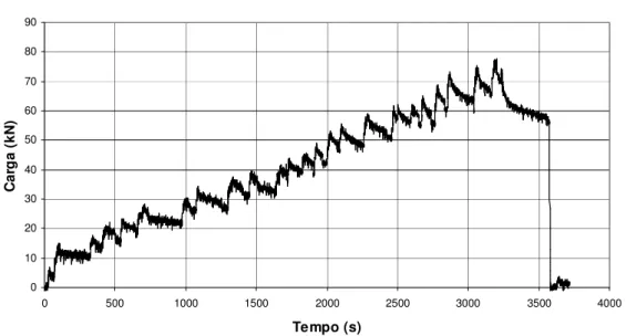 FIGURA 3.30 – Curva genérica carga – tempo das leituras do sistema de aquisição de  dados