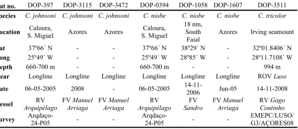 Table 1.  Data of Coralliidae specimens at the DOP/UAz reference collection (July 2009)