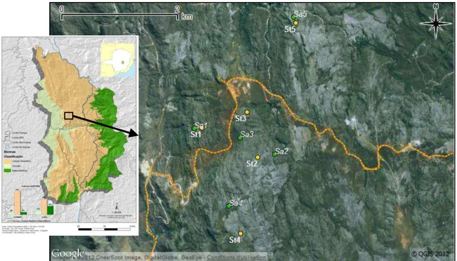 Figure  13:  Map  of  the  10  study  sites  on  the  two  main  grassland-types  of  campos 