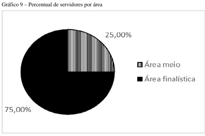 Gráfico 9  – Percentual de servidores por área 