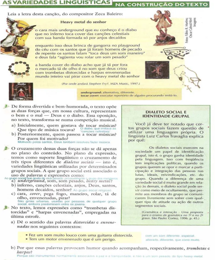 FIGURA 7 - Seção As variedades lingüísticas na construção do texto. 